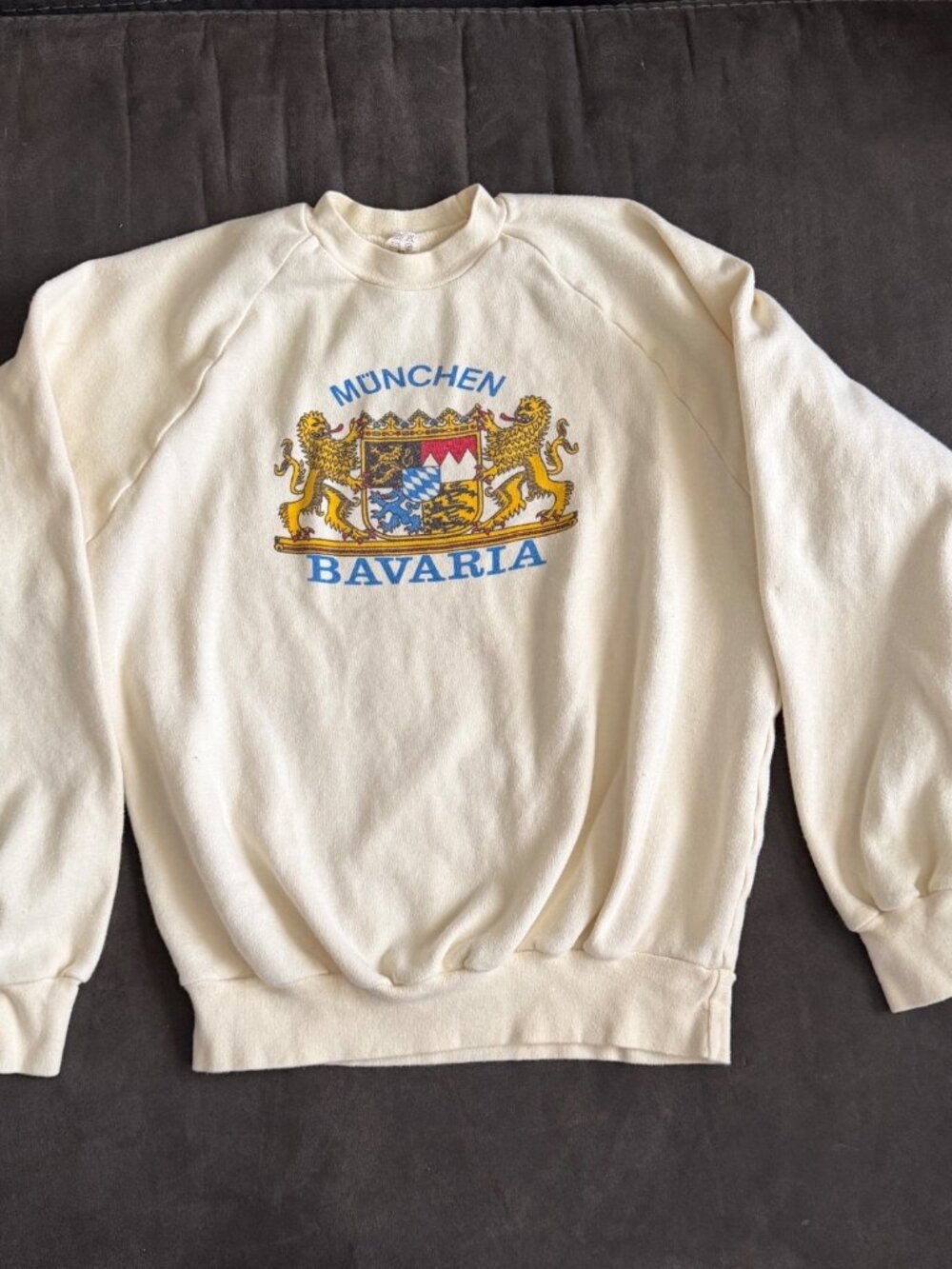 Vintage Munchen Bavaria Graphic Sweatshirt XL White 100% Baumwolle Cotton Crewne